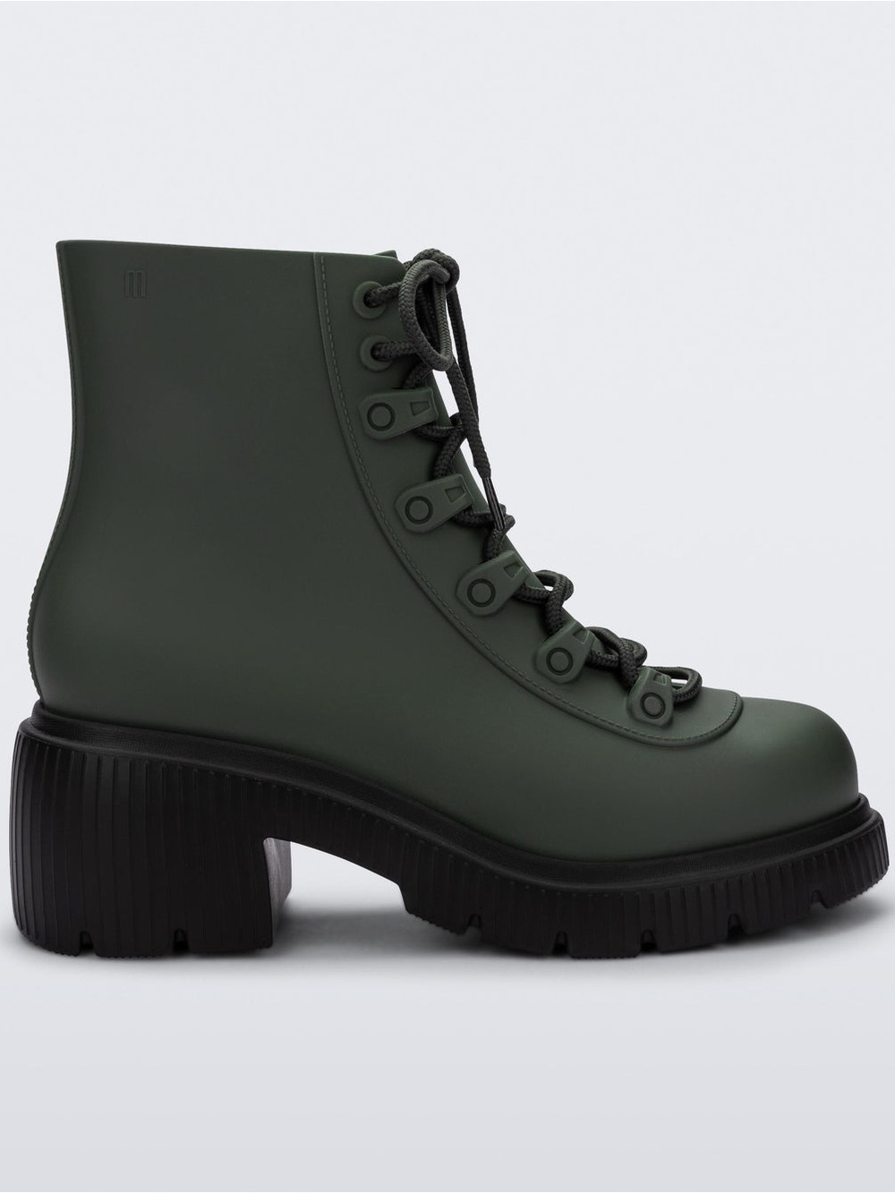 Melissa Dark Green Lace-Up Platform Ankle Boots - Women
